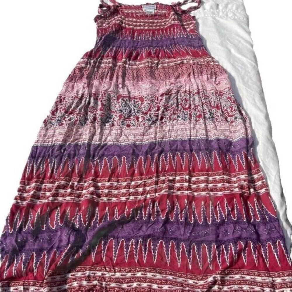 Karin Stevens Vintage 90s Native BOHO Style Long Dress off Shoulder M-L …